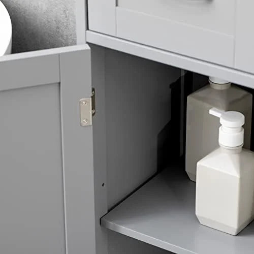 Grey Freestanding Bathroom Cabinet Organizer with Two Drawers V424110