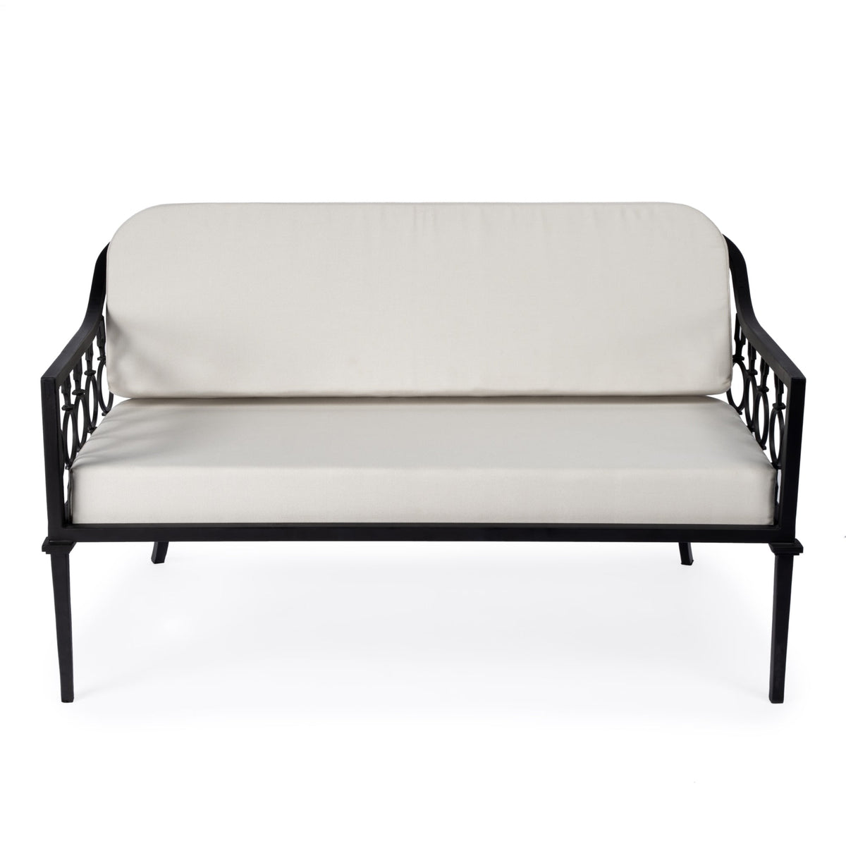Black Iron Upholstered Outdoor Loveseat J1647