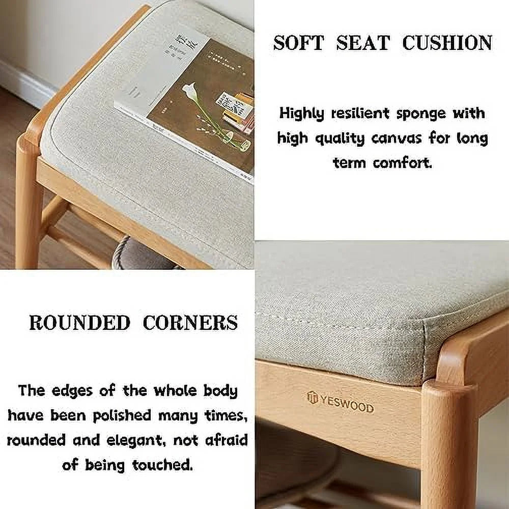 Wood 2-Tier Shoe Bench with Cushion Q430