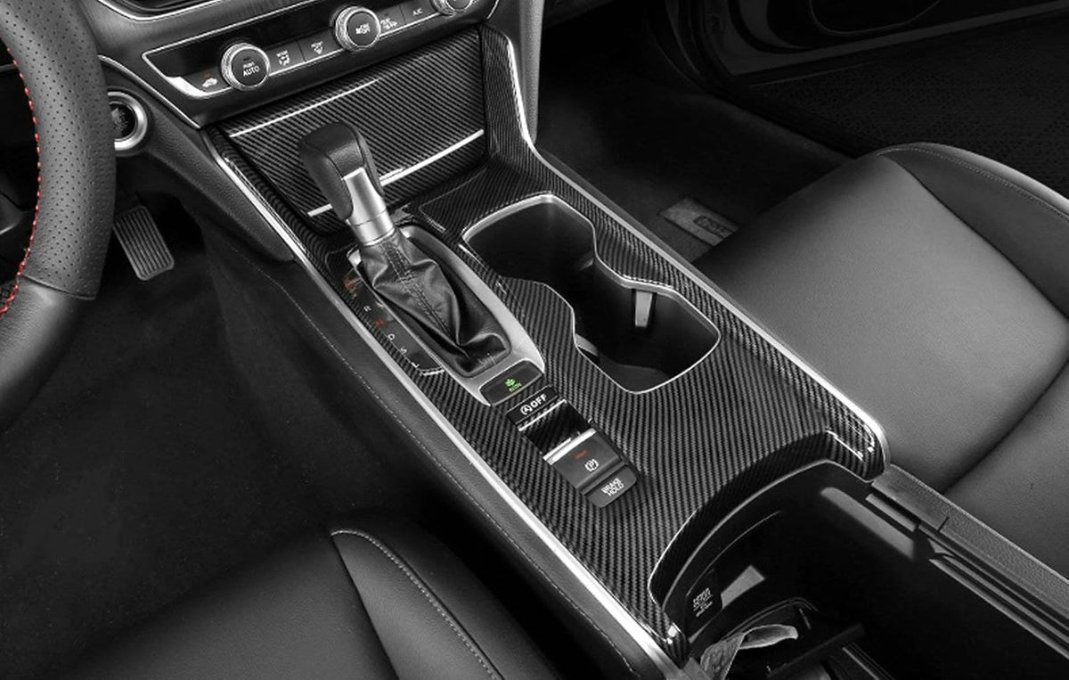 Interior Gear Shift Box Water Cup Holder Panel Cover Trim ABS Carbon Fiber Style H23977
