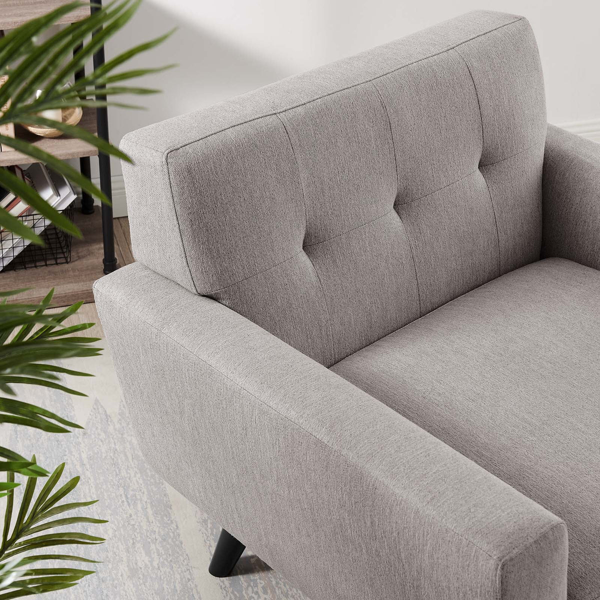 Light Gray Herringbone Fabric Armchair B67376