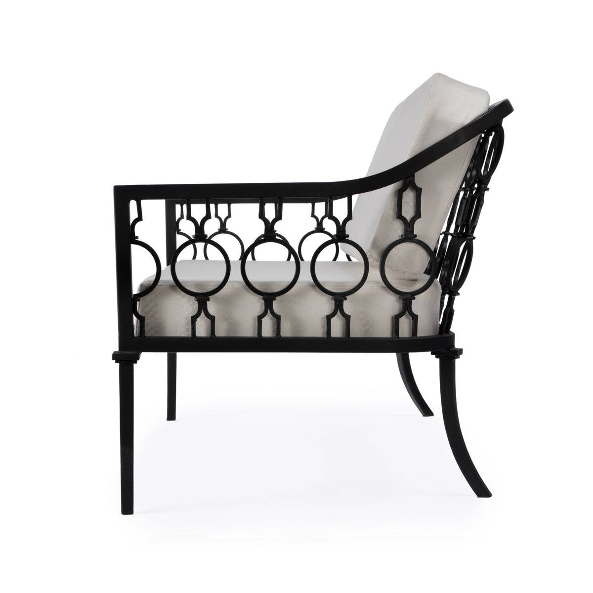 Black Iron Upholstered Outdoor Loveseat J1647