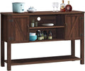 Brown Console Table with Storage Cabinets and Bottom Shelf W31703