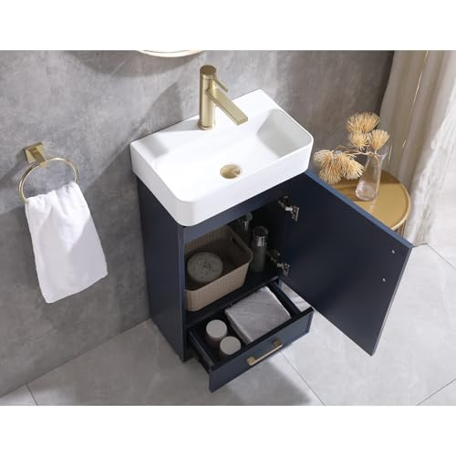 Blue 1 Door 1 Drawer Bathroom Vanity with Sink V41332