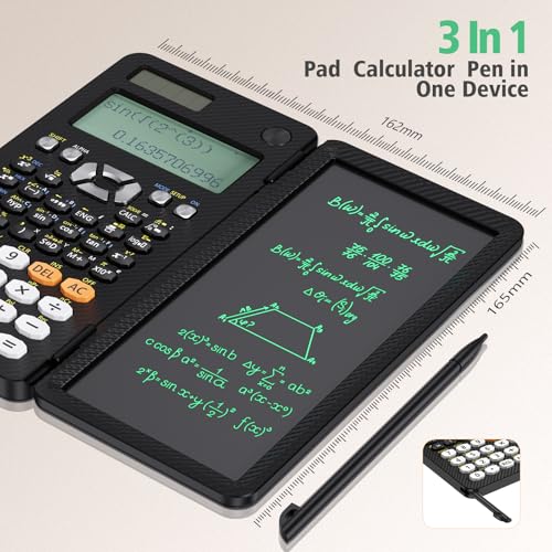 Black Rechargeable Scientific Calculator with Writing Pad and Hard Case Z71321