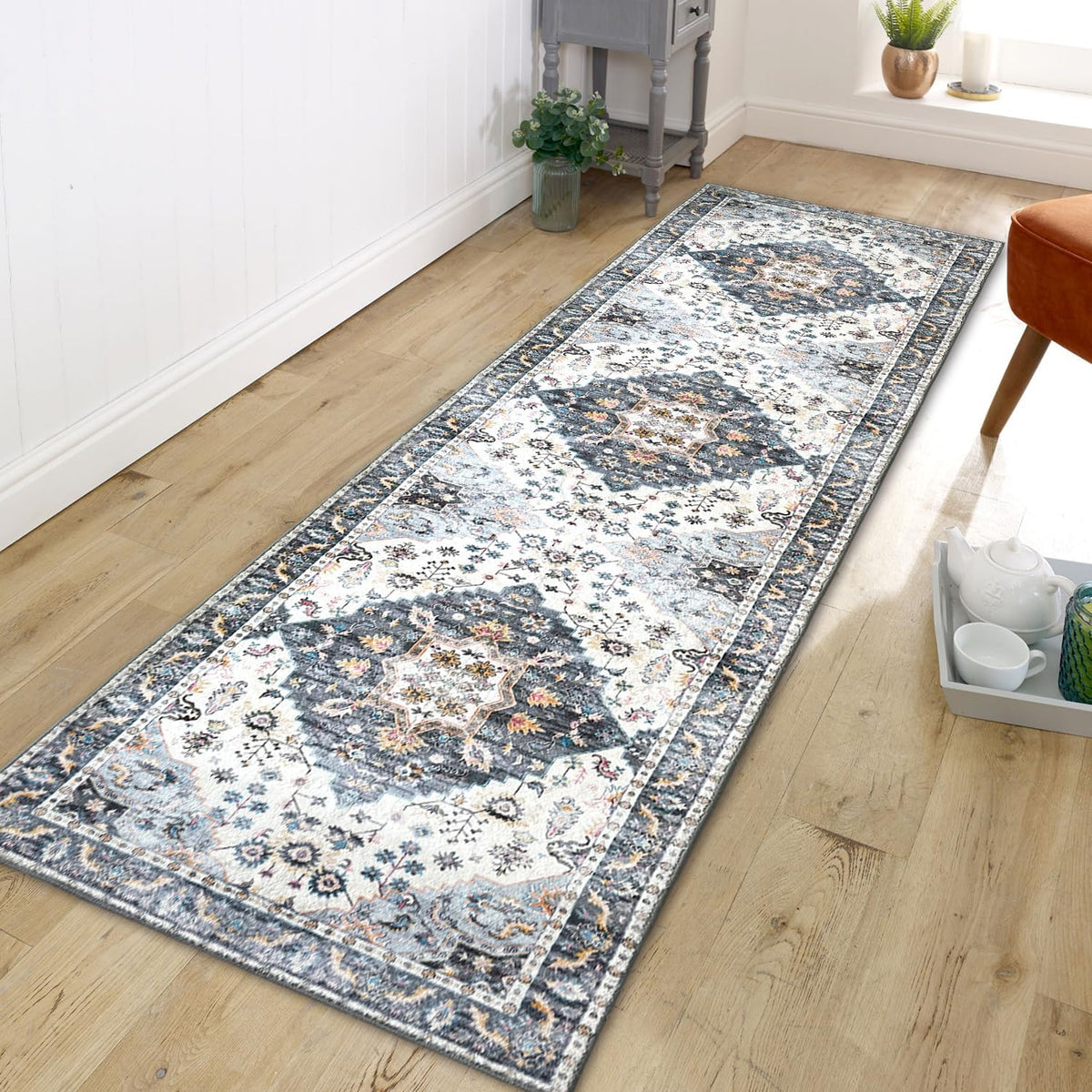 Washable Runner Rug with Rubber Backing X968