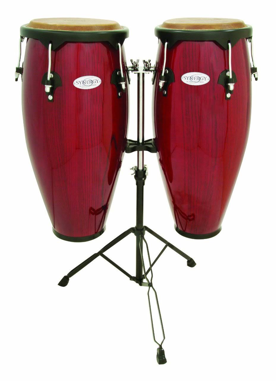 Red Wood Conga Drum Set with Stand P962310
