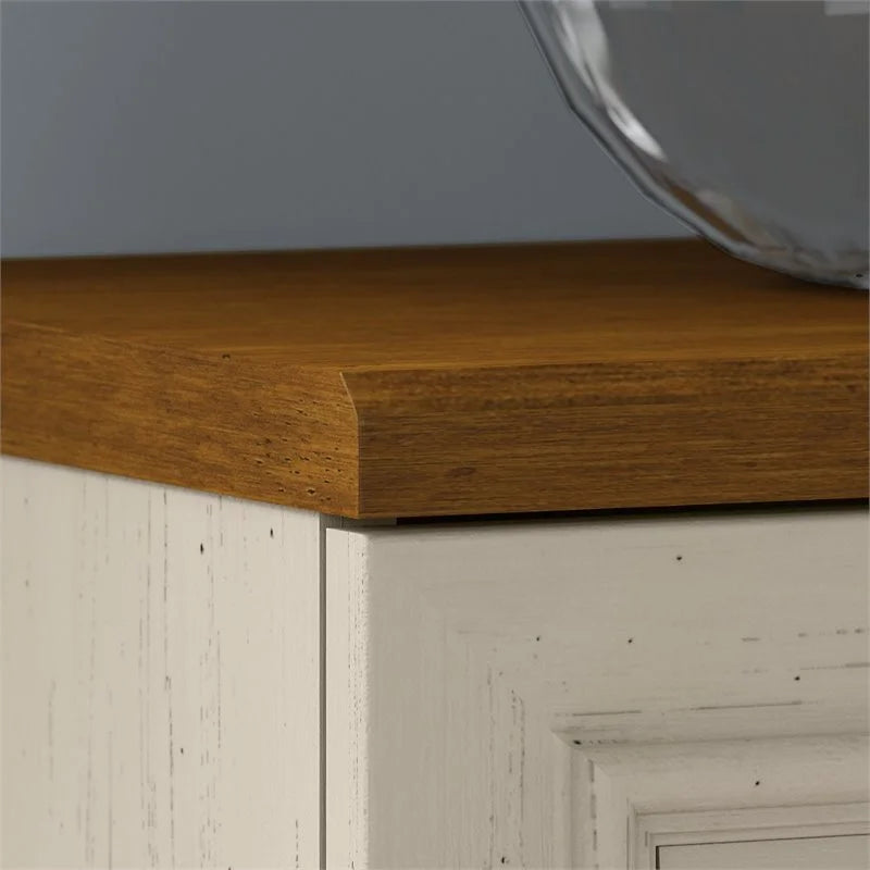 Antique White Engineered Wood Storage Cabinet with Doors P3451