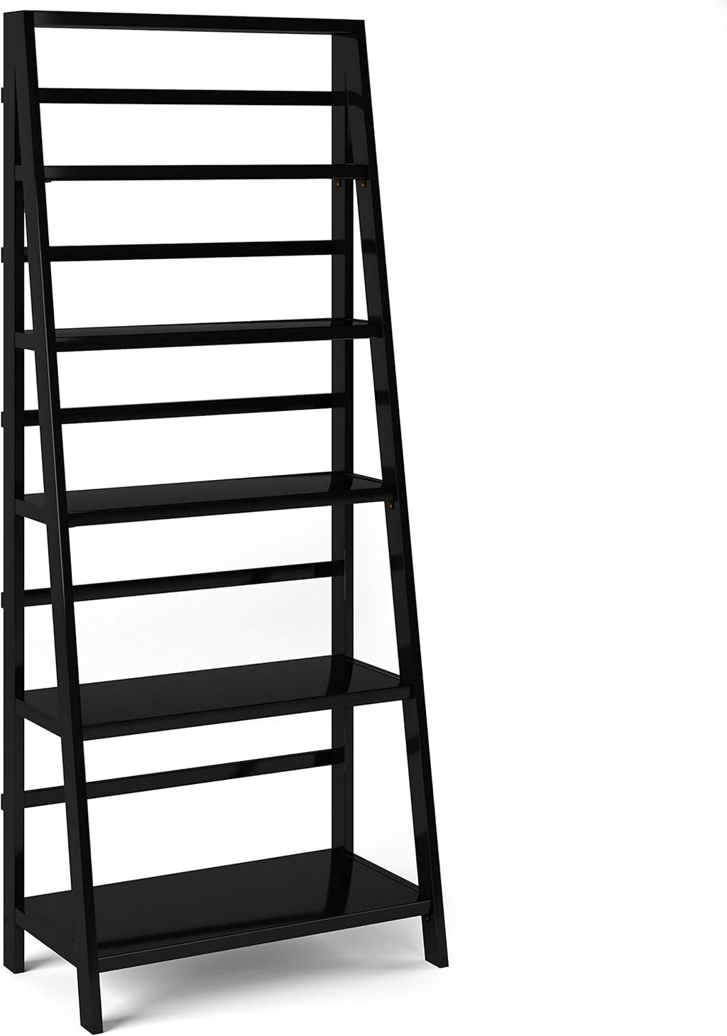 White 5 Shelves Solid Wood Bookcase N30058