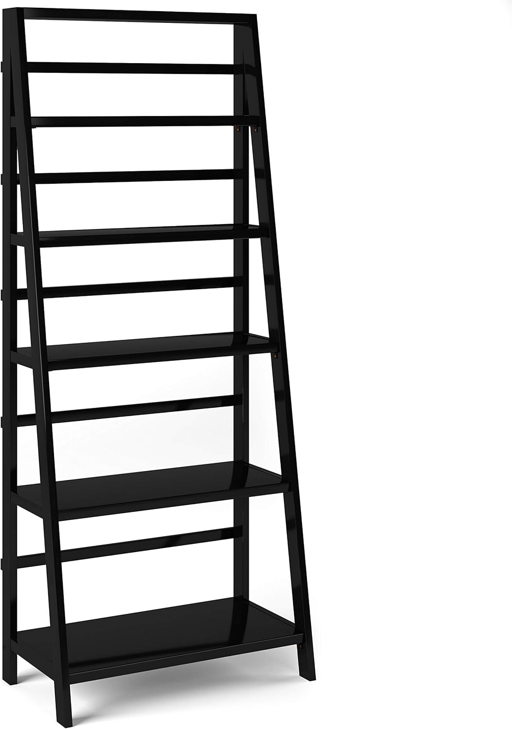 White 5 Shelves Solid Wood Bookcase N30058