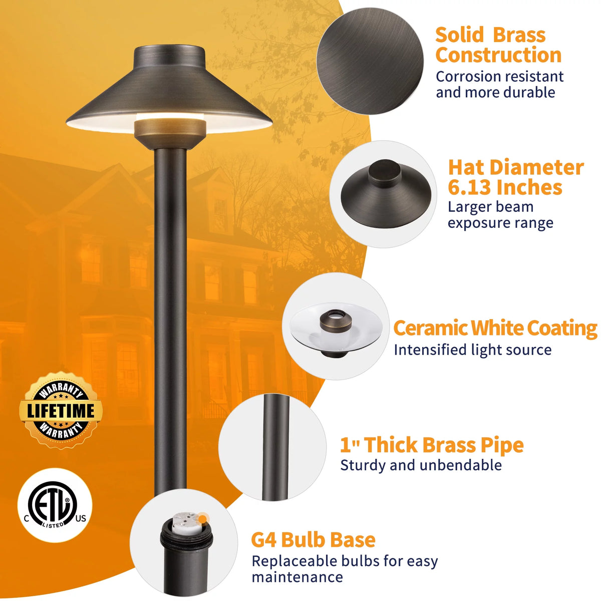 Brass Low Voltage LED Landscape Path Lights 4 Pack V3724