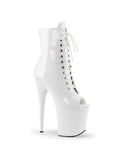 White Patent 8 Peep Toe Lace-Up Ankle E735