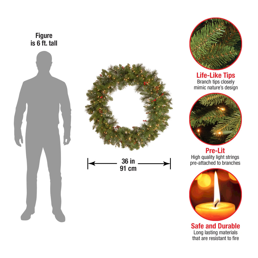 Pre-Lit Artificial Christmas Wreath O31385