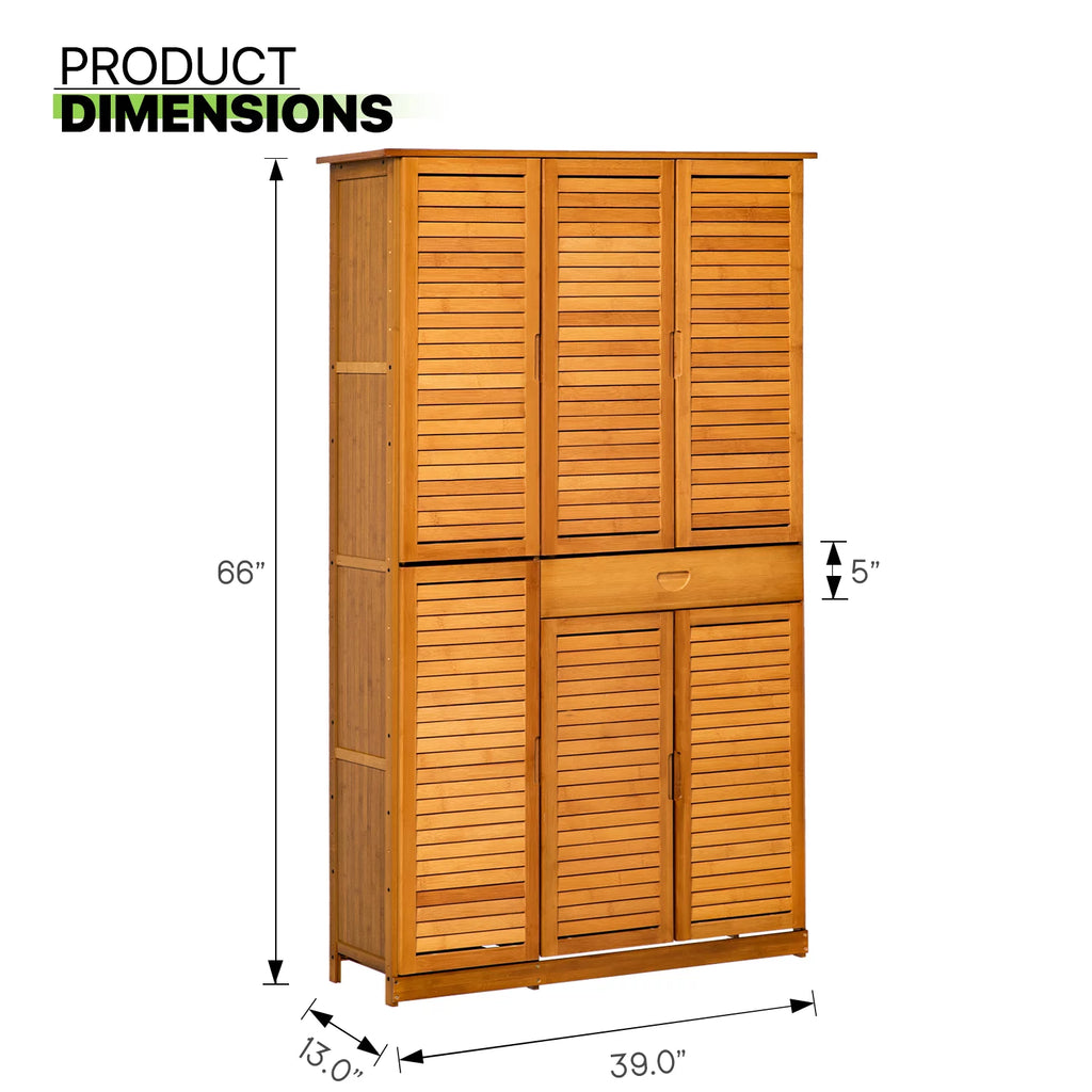 Bamboo 10 Tiers 1 Drawer Shutter Doors Shoes Cabinet G27846