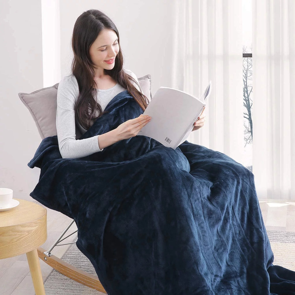 Electric Heated Blanket Twin Size Blue A5081