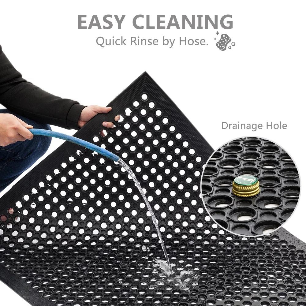 60" x 36" Anti-Fatigue Non-Slip Rubber Floor Mat with Holes F98664
