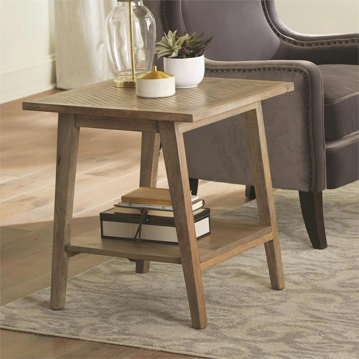Wood Square End Table Set of 2 Y2539