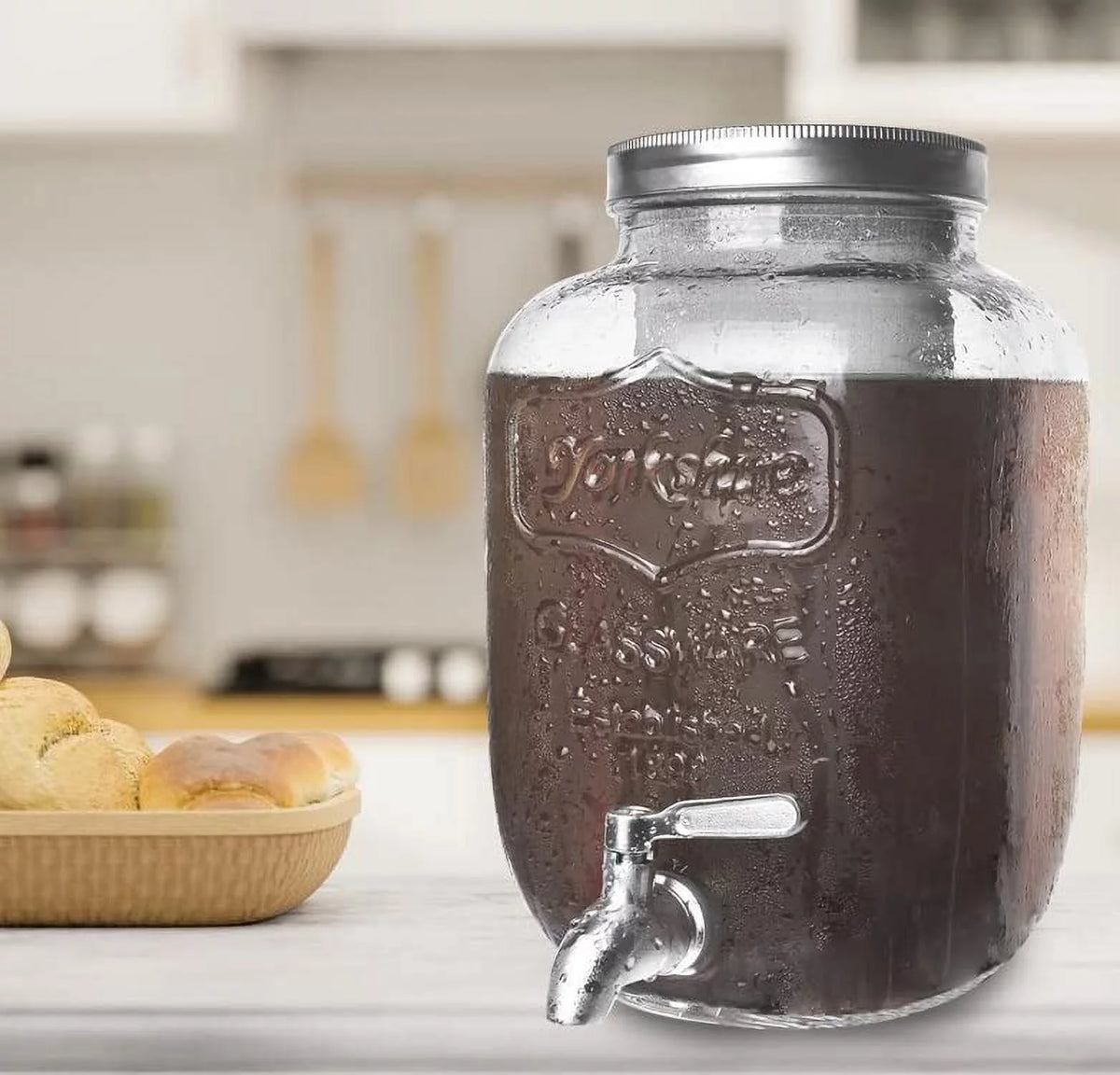 1 Gallon Cold Brew Coffee Maker with Glass Carafe & Stainless Steel Mesh Filter O5319