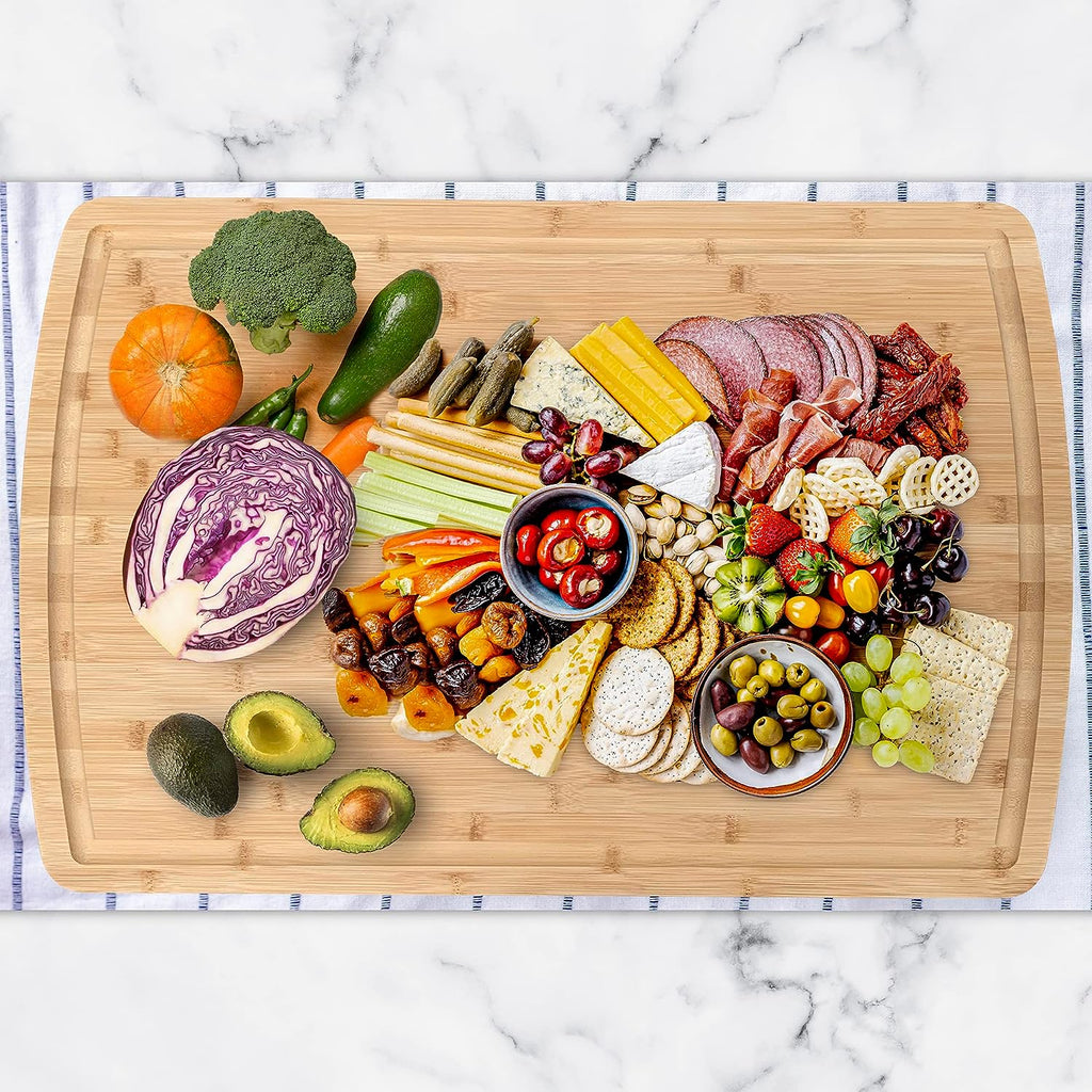 Bamboo Cutting Board with Stainless Steel Chef Knife P9588