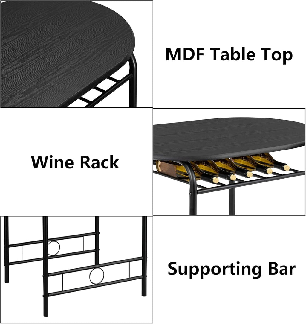 Black Metal Dining Table and 2 Chairs Set of 3 A1084