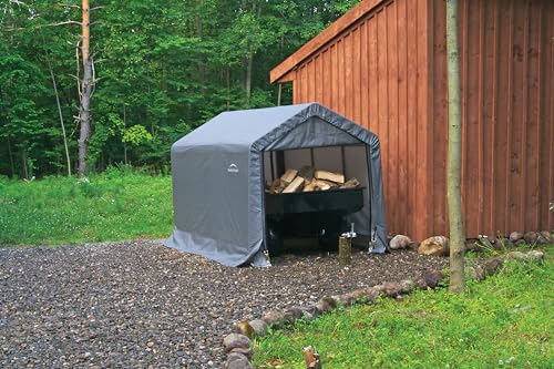 10' x 10' Steel Round Roof Outdoor Storage Shed with Waterproof Cover, grey I24353