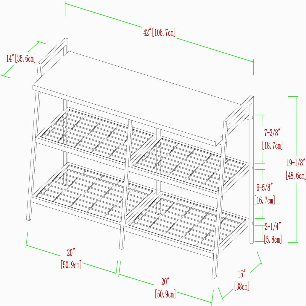 Industrial Shelf Entry Bench Grey Wash X9377