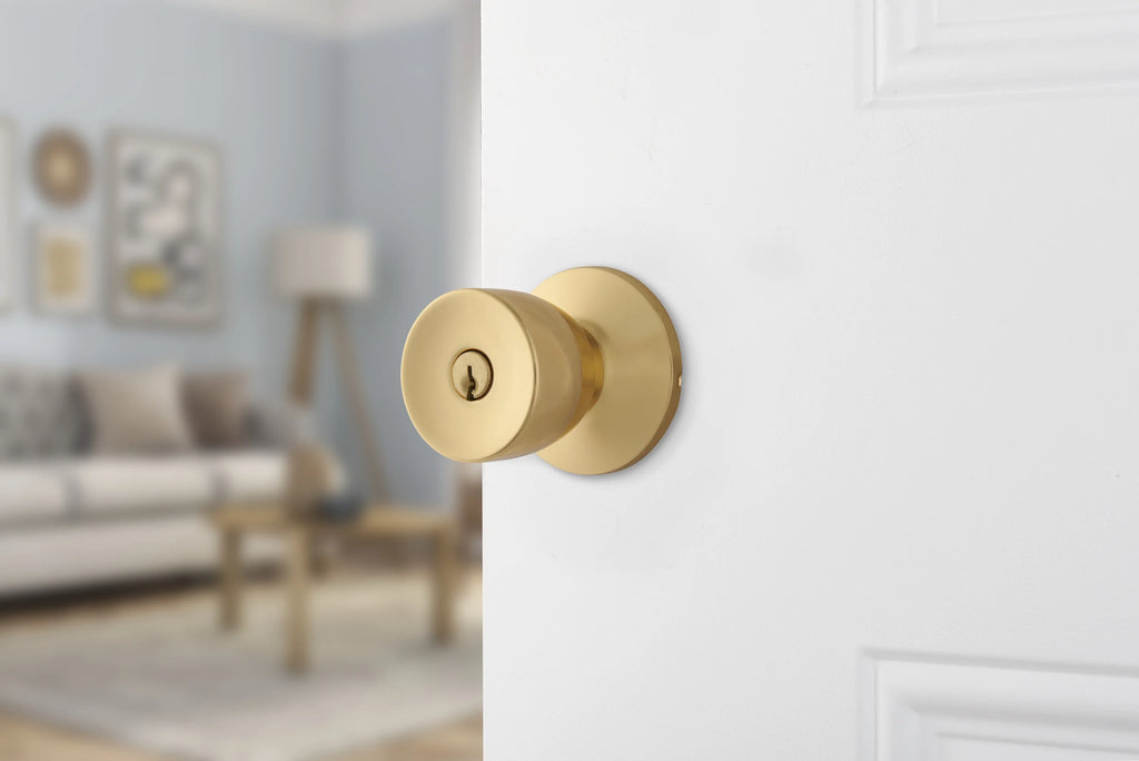 Keyed Entry Doorknob Polished Brass Twin Pack A436020
