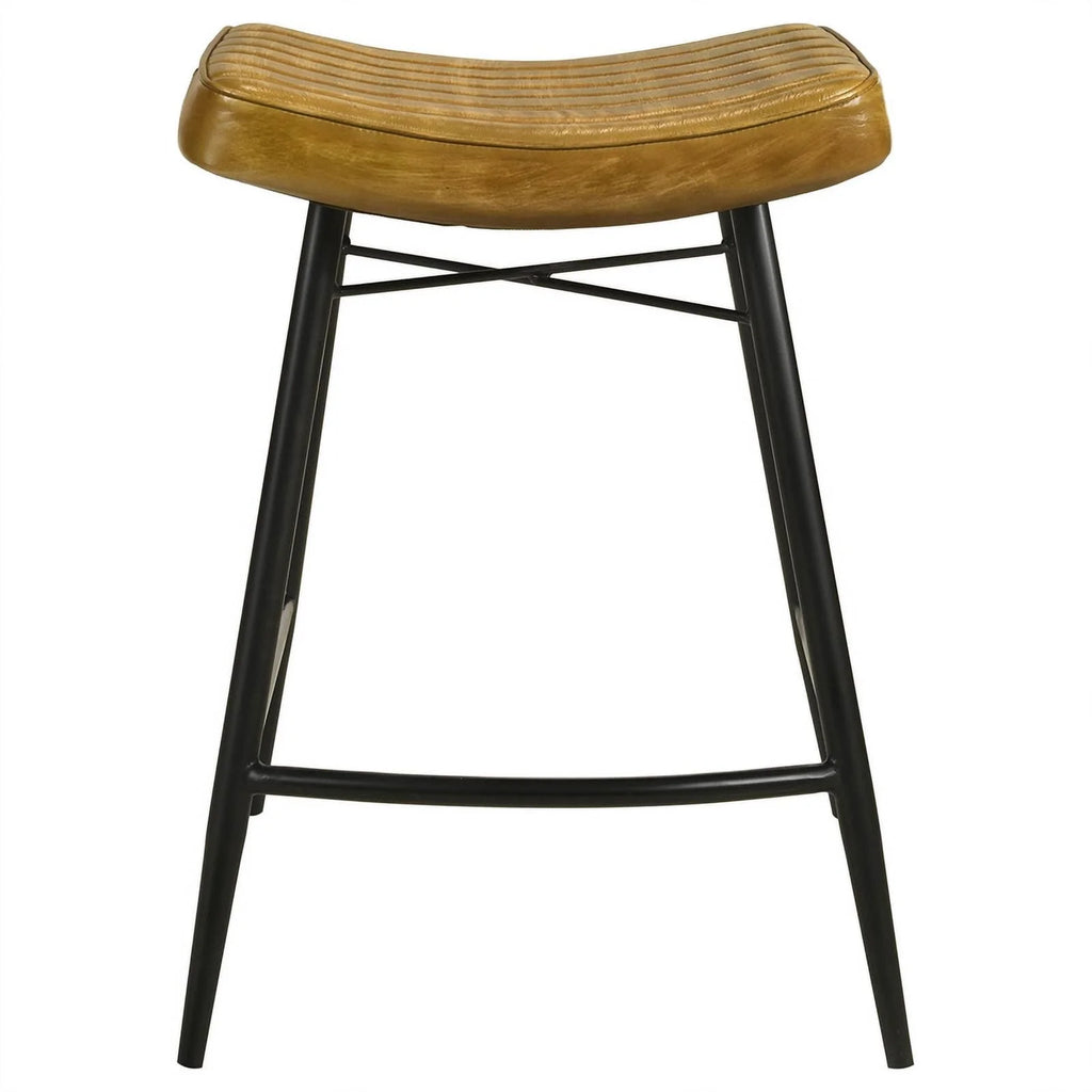 25" Leather Upholstered Counter Height Stool in Camel E12502