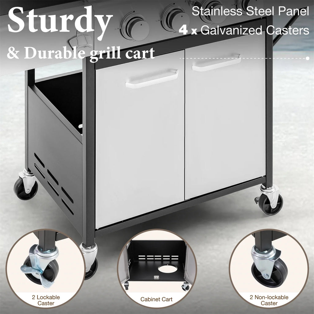 4 Burner Propane Gas Grill with Side Burner Stainless Steel G96453