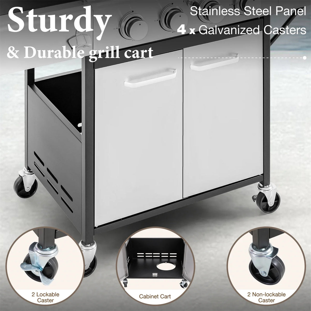 4 Burner Propane Gas Grill with Side Burner Stainless Steel G96453
