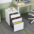 White 3 Drawer Steel Mobile File Cabinet with Lock V465
