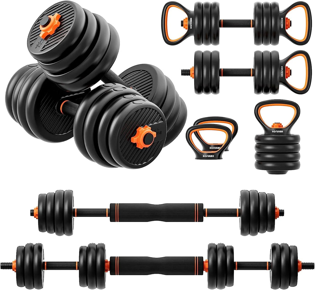 77 lbs Adjustable Dumbbell Set Black L353