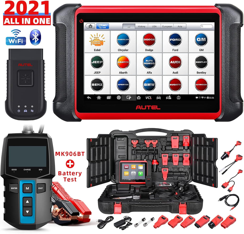 Autel Scanner MaxiCOM MK906BT with Battery Tester, 2022 Auto Scan Tool with ECU Coding, 31+ Service Functions, All Systems Diagnostics, Active Test X932