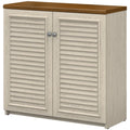 Antique White Engineered Wood Storage Cabinet with Doors P3451