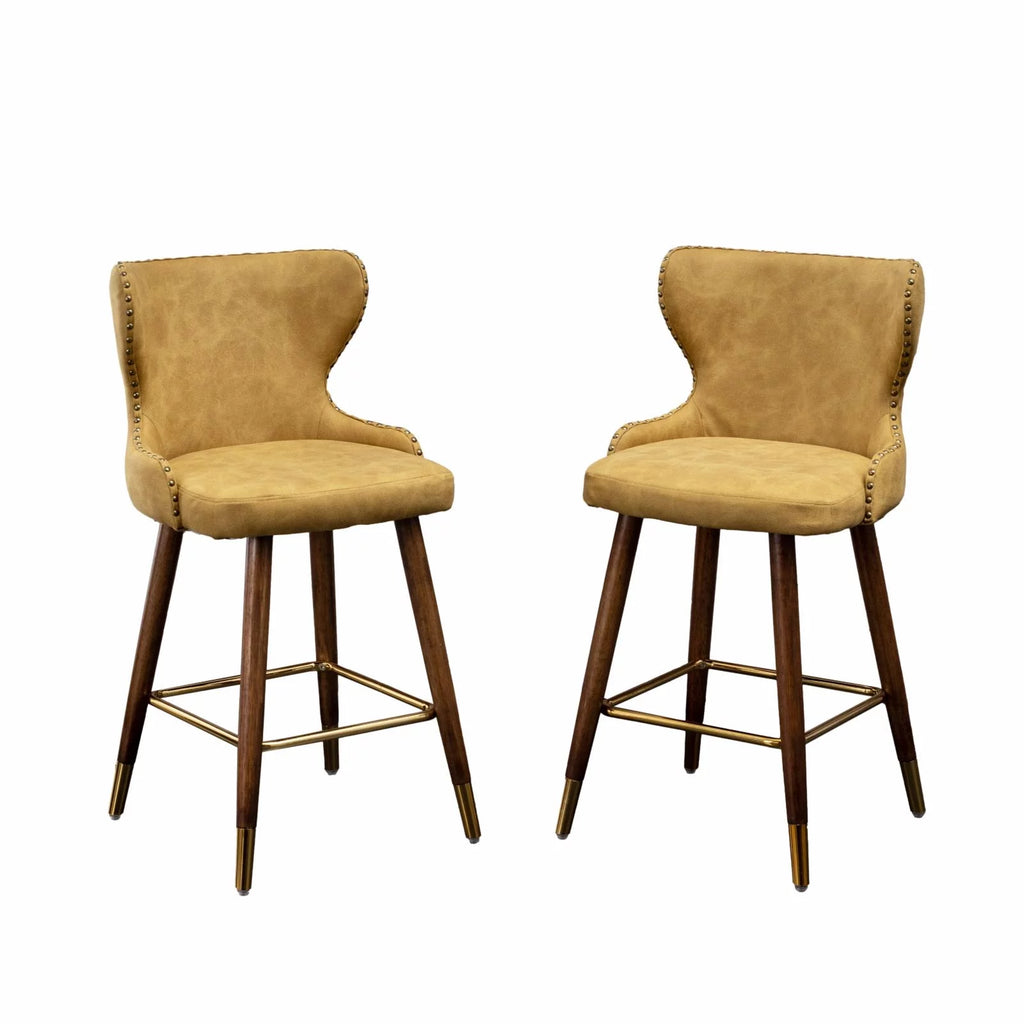 Yellow Faux Leather Counter Stool Set of 2 N5596