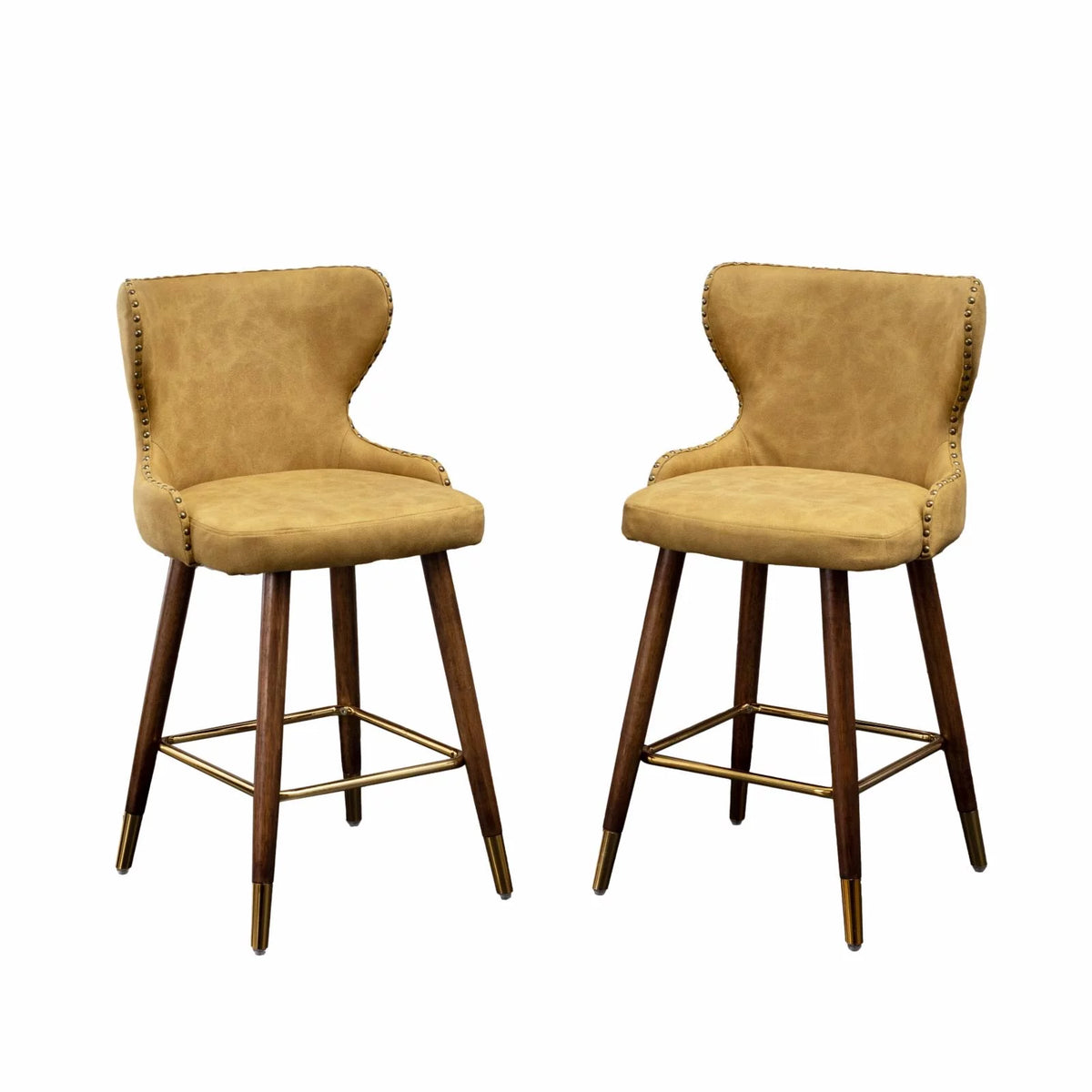 Yellow Faux Leather Counter Stool Set of 2 N5596