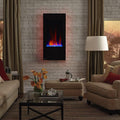 32 Vertical Wall Mounted Electric Fireplace Heater, Black, 750-1500W W156407