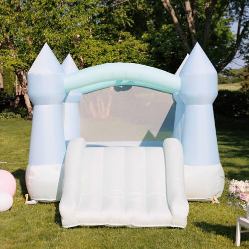 Pastel Bouncy Castle with Slide, 12 ft L x 9 ft W x 7 ft H, UL Blower Included U10361