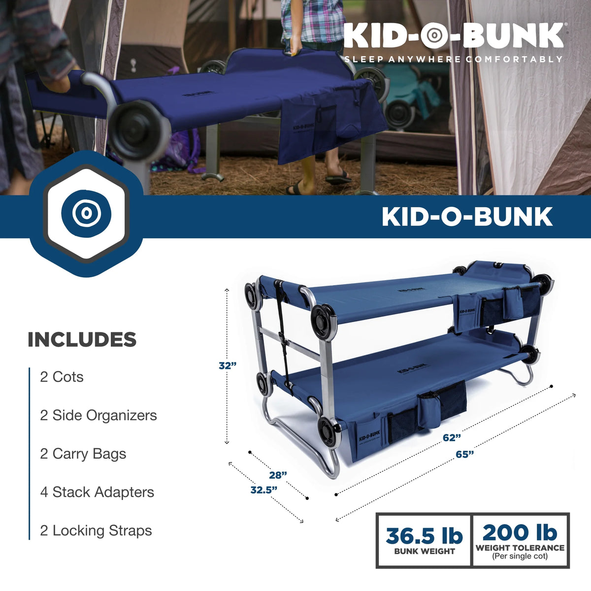 Navy Double Cot with Storage Organizers M1619