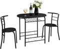 Black Metal Dining Table and 2 Chairs Set of 3 A1084