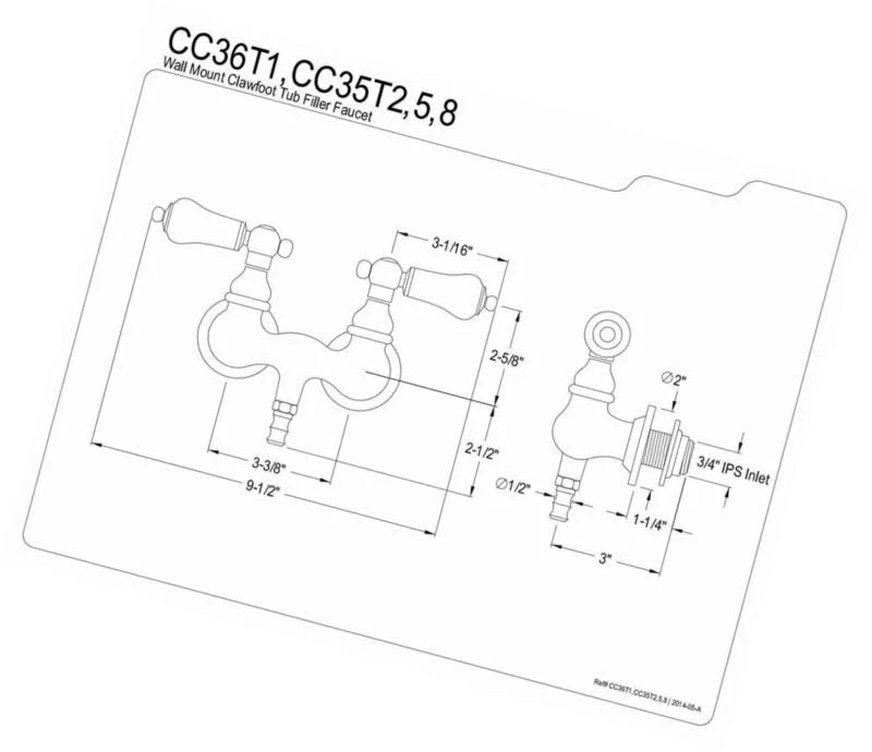 Oil Rubbed Bronze Wall Mount Tub Filler X8568
