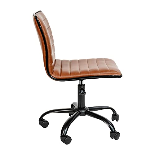 White Ribbed Upholstered Vinyl Swivel Desk Chair T902