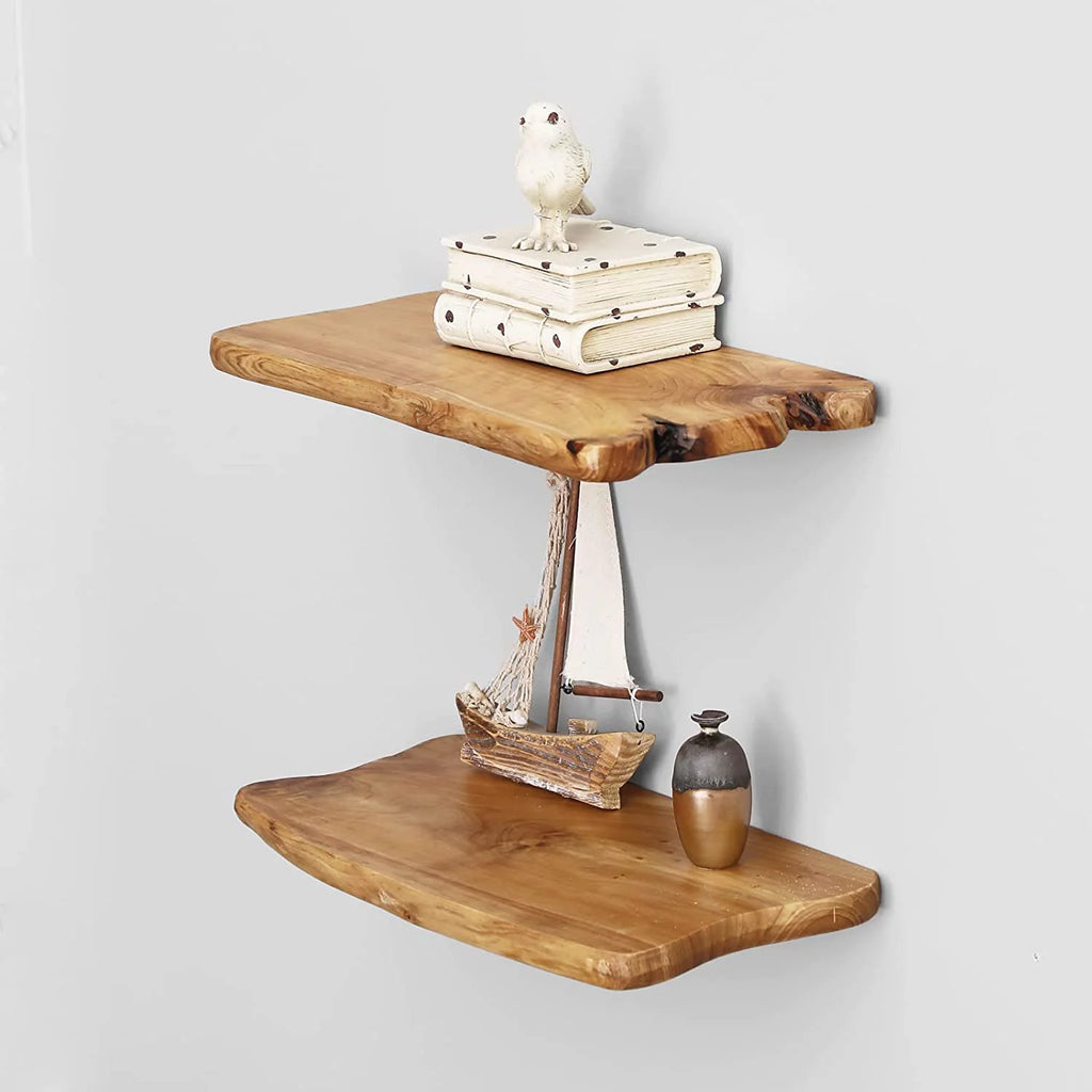 24 Inch Cedar Natural Edge Floating Shelf Set of 2 R2198