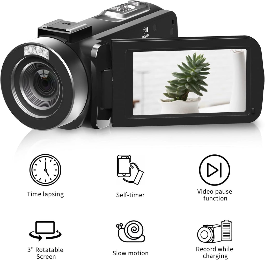 2.7K 30FPS Digital Video Camera Camcorder with IR Night Vision 270 Degree Rotation Screen Y88959