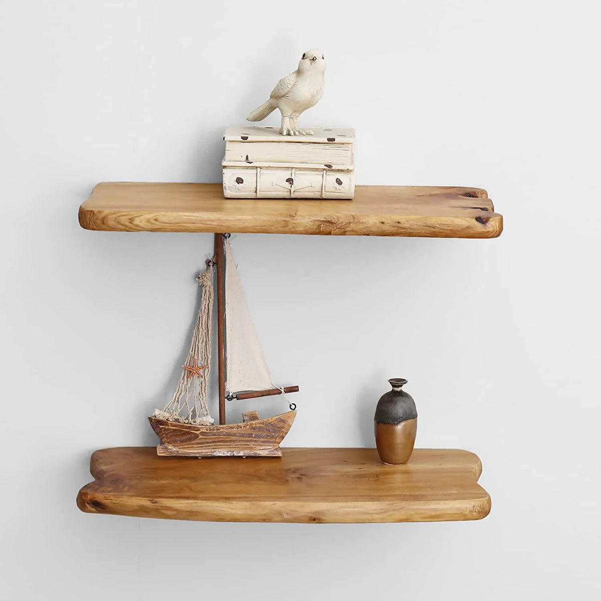 24 Inch Cedar Natural Edge Floating Shelf Set of 2 R2198