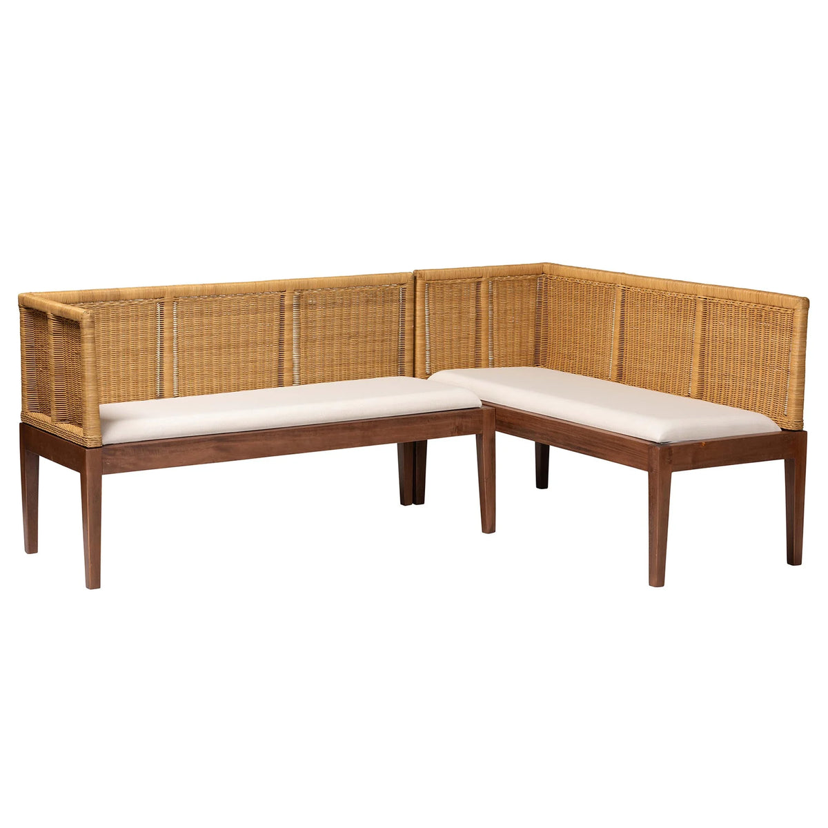 2-Piece Brown Boho Dining Banquette Set Q1026
