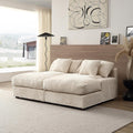 Oversized Corduroy Upholstered Chaise Lounge Sofa with Throw Pillow R179