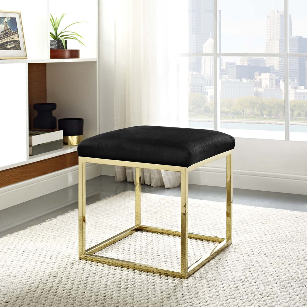 Gold Black Velvet Accent Chair Ottoman V339475
