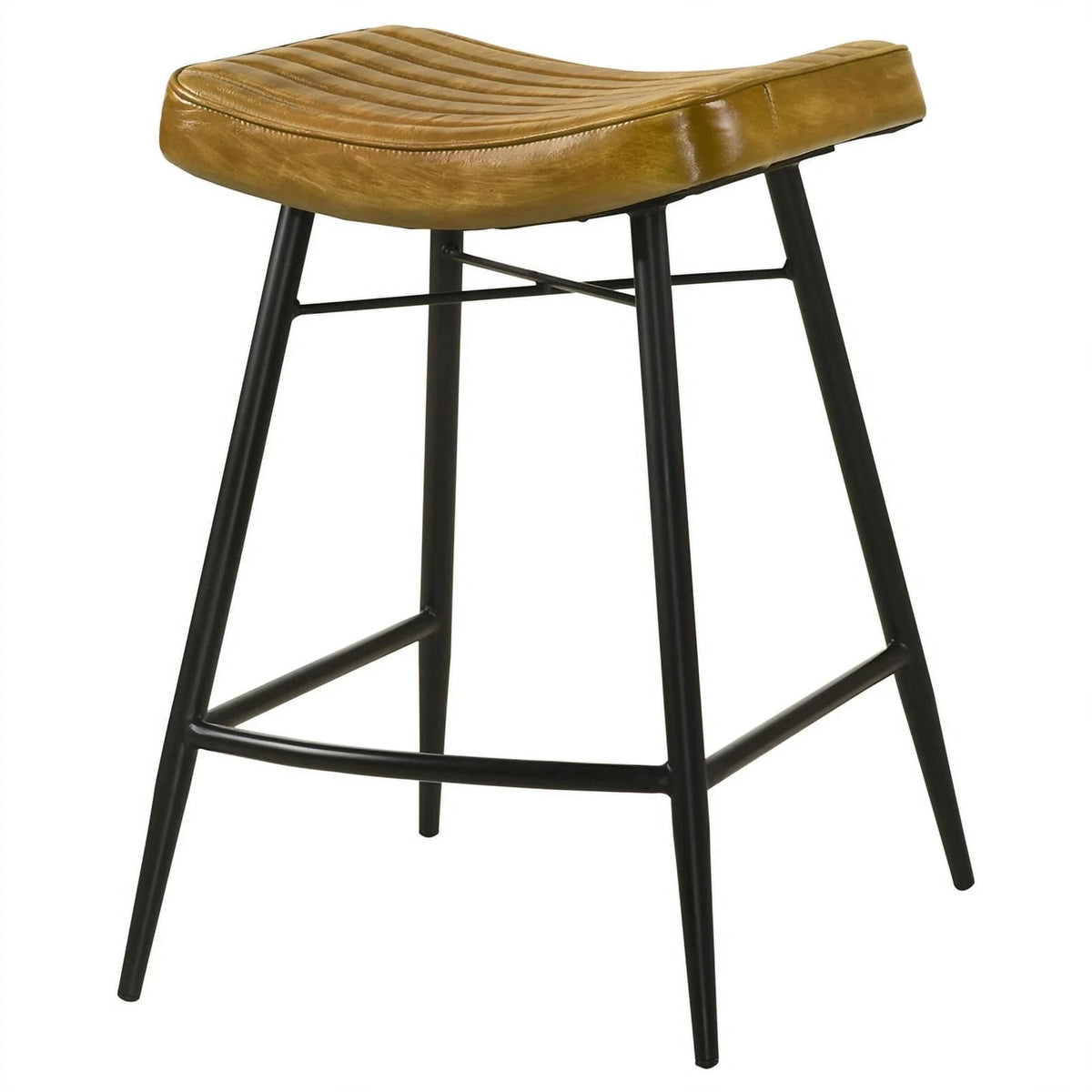 25" Leather Upholstered Counter Height Stool in Camel E12502