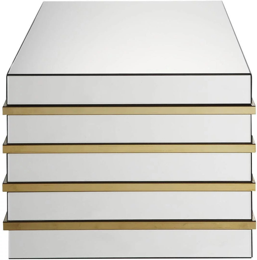 Mirrored Gold Coffee Table + 2 End Tables D91327